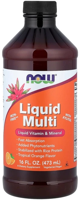 나우푸드 리퀴드 멀티 자일리톨 함유 트로피컬 오렌지 철분 무함유 473ml(16fl oz), 1개, 473ml - 쿠팡