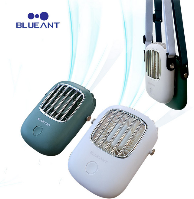 블루안트 휴대용 USB 충천식 목걸이 선풍기, 빈티지 화이트, ATM-SETF-01