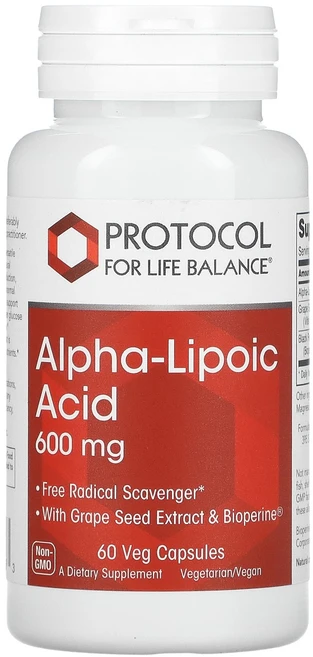 Protocol for Life Balance 알파 리포산 600mg 베지캡슐 60정, 120g, 2개 - 쿠팡