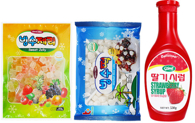 빙수떡 200g +빙수제리 150g +딸기시럽 530g