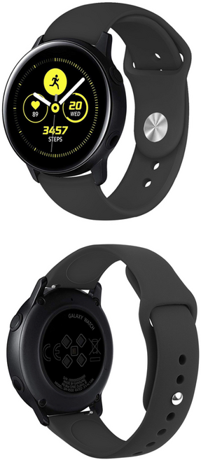 더스타일 갤럭시워치 스트랩 실리콘 밴드 시계줄, 블랙/20mm, 1개