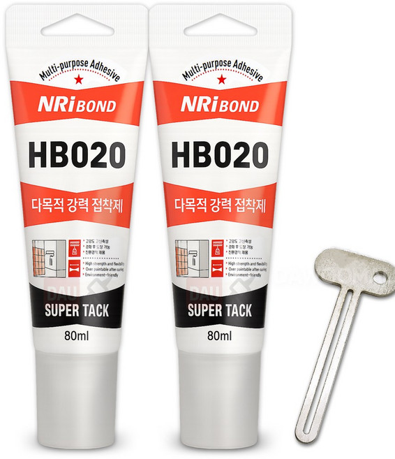 [다우몰] 강력 접착제 실리콘 HB020 80ml +튜브짜개 / 타일 걸레받이 몰딩 다목적 만능접착제, 2세트