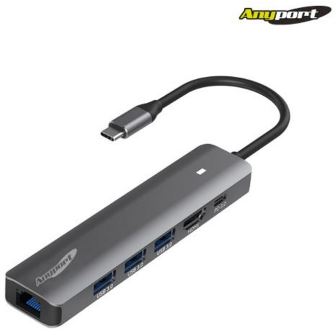 애니포트 C타입 6IN1 멀티허브 AP-TC61PUL, 1개, 1mm