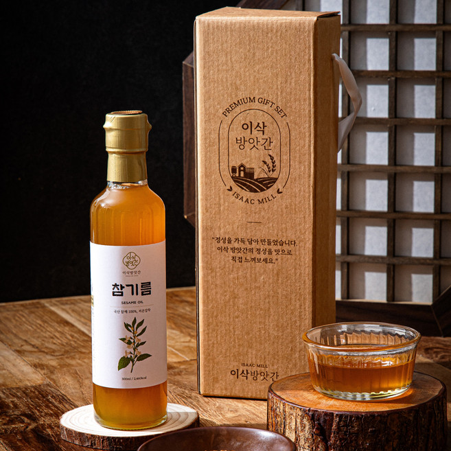이삭방앗간 국산 저온압착 참기름 300ml 1구 선물세트, 1개