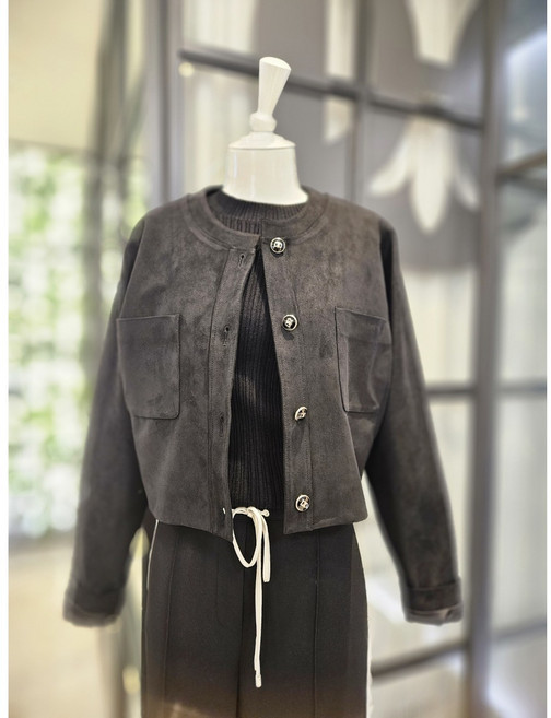 [듀엘] DEWE 라운드넥 크롭 셔링 점퍼 L254PSG652 NC일산