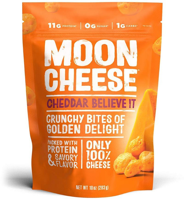 문 치즈 체다 빌리브 잇 10온스 1개 팩 바삭한 단 Moon Cheese Cheddar Believe It 10 Ounce 1-Pack Crunchy Protein, 283g