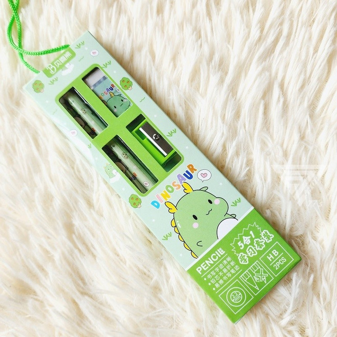 可愛文具套裝禮盒 兒童生日禮物 幼兒園開學小禮品 學生獎品 創意獎勵 幼兒園分享禮, 恐龍, 1個