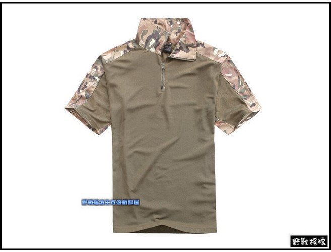 【野戰搖滾】軍風短袖戰術上衣 速乾T恤 特警服 工作服 特勤青蛙上衣, CP迷彩,L, 1個