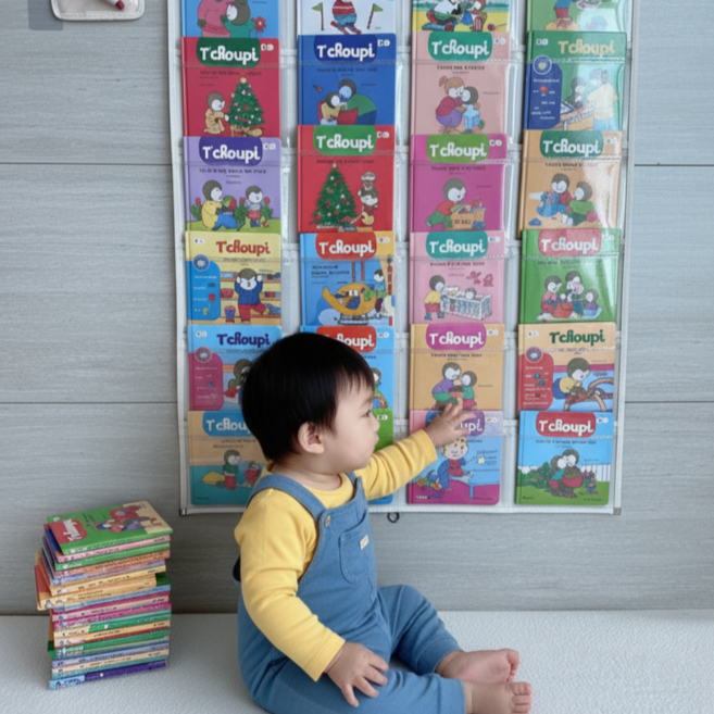 아빠차트 NA1 전면책꽂이 전면 책장 책차트 벽걸이 투명 유아 수납
