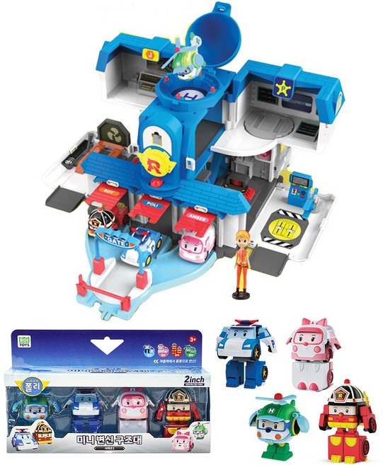 로보카폴리 열리는구조본부 미니변신구조대 세트 주차타워 아기 아동 자동차 장난감, 단품, 1개