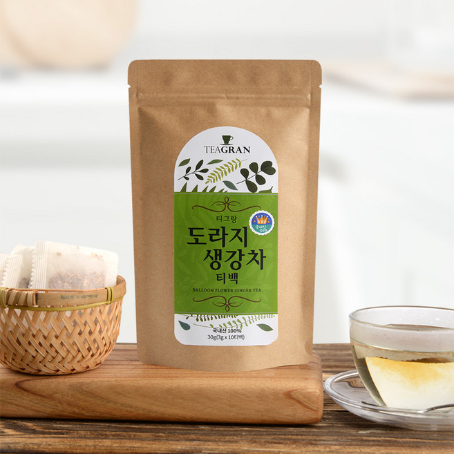 티그랑 도라지 생강차 티백 국내산 생강청 배도라지차, 도라지 생강차  티백 30T, 3개, 10개입, 3g