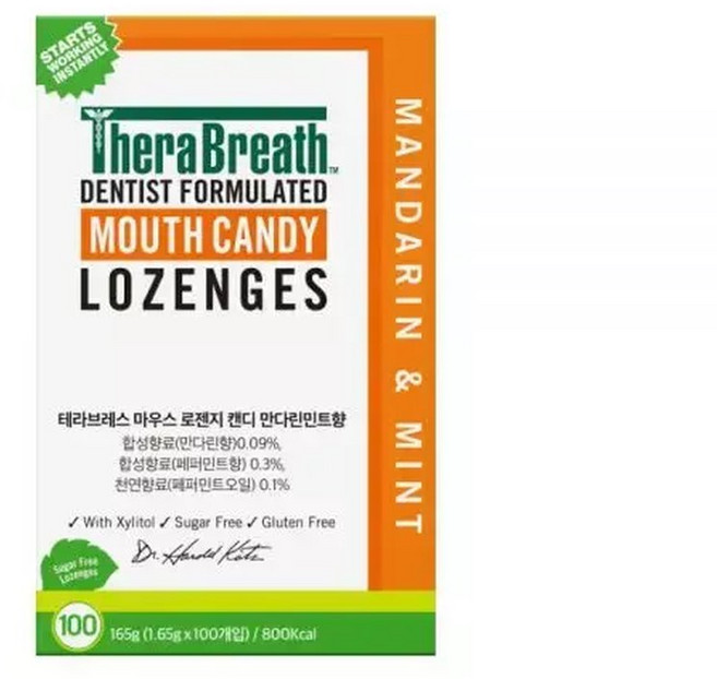 테라브레스 마우스 로젠지캔디 만다린민트향 100개입 + 휴대용샤쉐 3장 랜, 1개