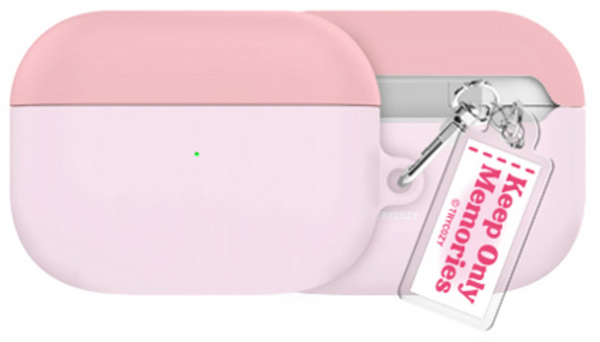 투톤 라벨 파스텔 에어팟프로2세대 하드 케이스 +아크릴 키링 세트, 코랄연핑크, AirPodsPro(2세대), 1개