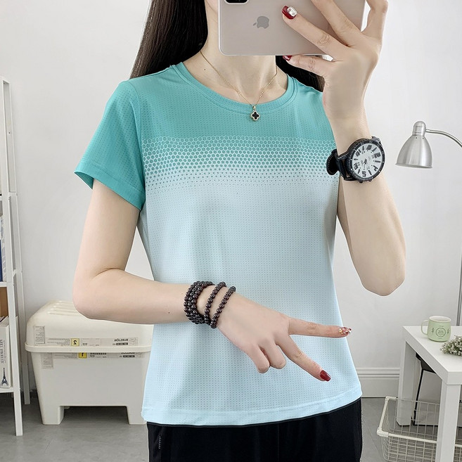 衣貳山 女款夏季涼感短袖 短運動上衣 透氣排汗圓領運動衫