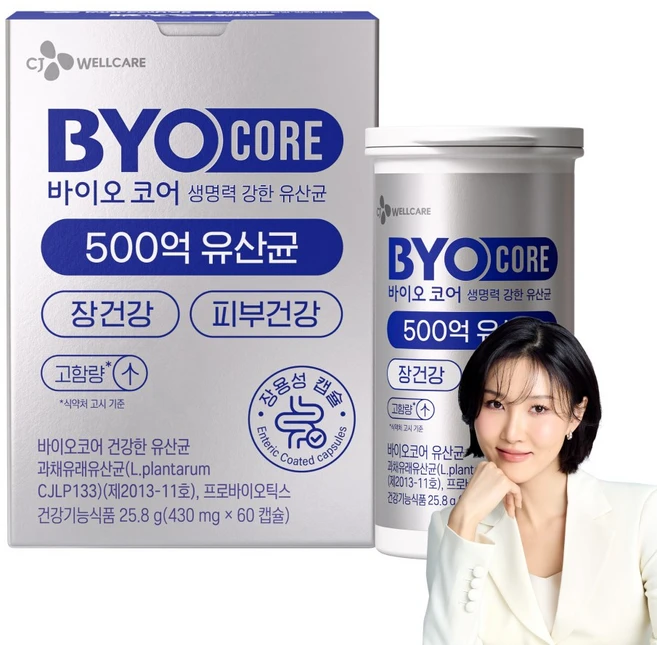 500억 유산균 CJ 바이오코어 건강한 생유산균 고함량 특허유산균, 60정, 1개 - 쿠팡