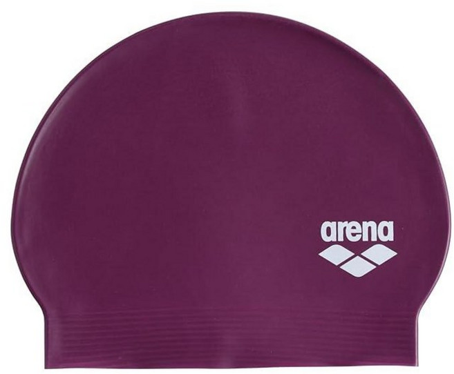 Arena 유니 소프트 라텍스 II 수영 모자 여성 및 남성용 피트니스 인텐시브 트레이닝 내구성 있는 부드럽고 신축성 목욕 플랫 캡 펄리 핑크 120564, Dark Raspberry