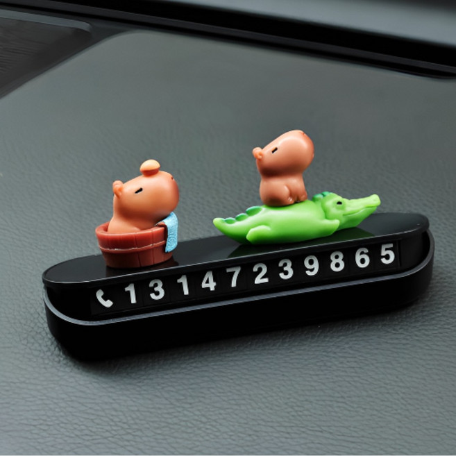 모리포켓 카피바라 귀여운주차번호판 자동차전화번호판 차량번호판 자동차번호판 차대, 1개, 악어그린