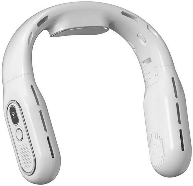 여름용 접이식 목걸이형 선풍기 편리한 저소음 휴대용 디지털 디스플레이 야외용 소형 선풍기, 화이트, T68