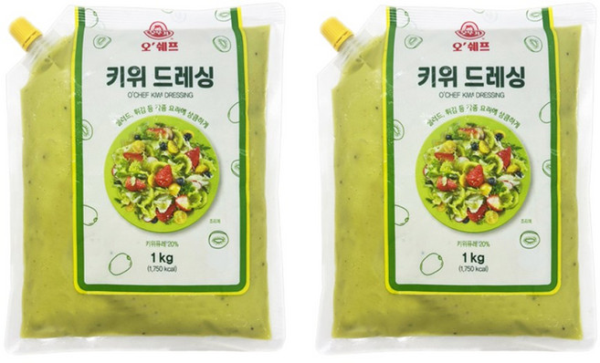 오뚜기 키위드레싱 1KG, 2봉, 2개