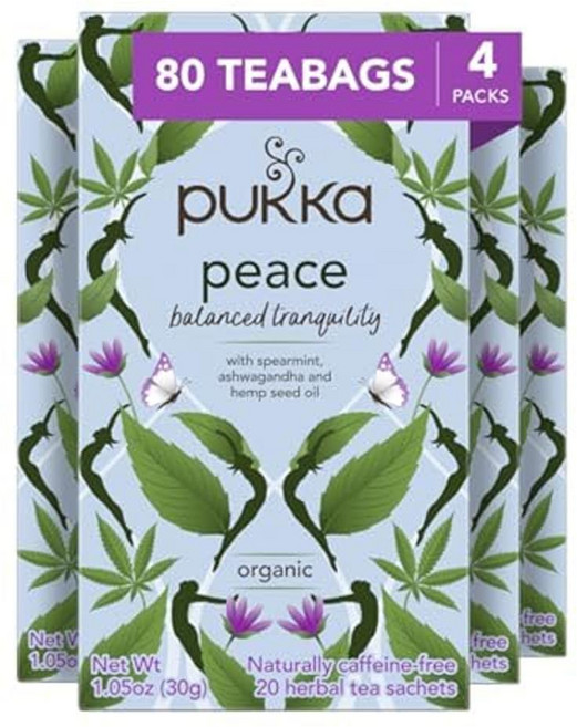 Pukka 카밍 카모마일 바닐라 및 마누카 허니 유기농 허브 티 진정 유기농 차 주입 셀렉션 꿀 및 회향 블렌드 카페인 프리 총 80개 (20개입 - 4팩), Chamomile