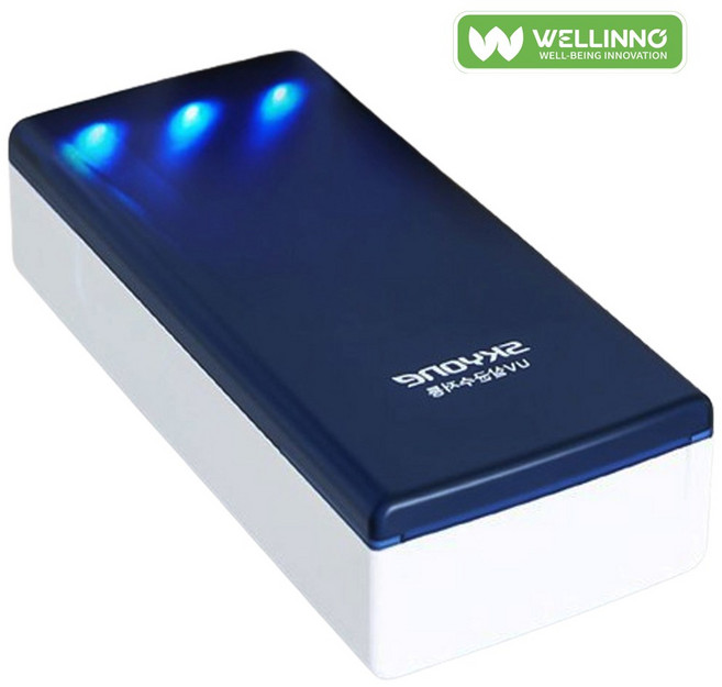 웰리노 UV 수저살균기 건조소독기 수저통, 블루화이트(뚜껑 물빠짐)