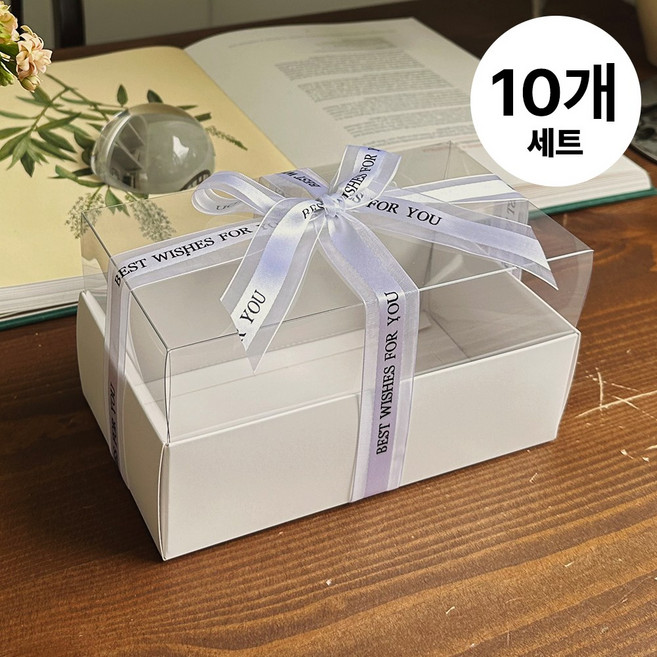 사각 롤케이크 디저트 선물 박스 투명 상자 포장 케이스 세트, 10개, 미니화이트