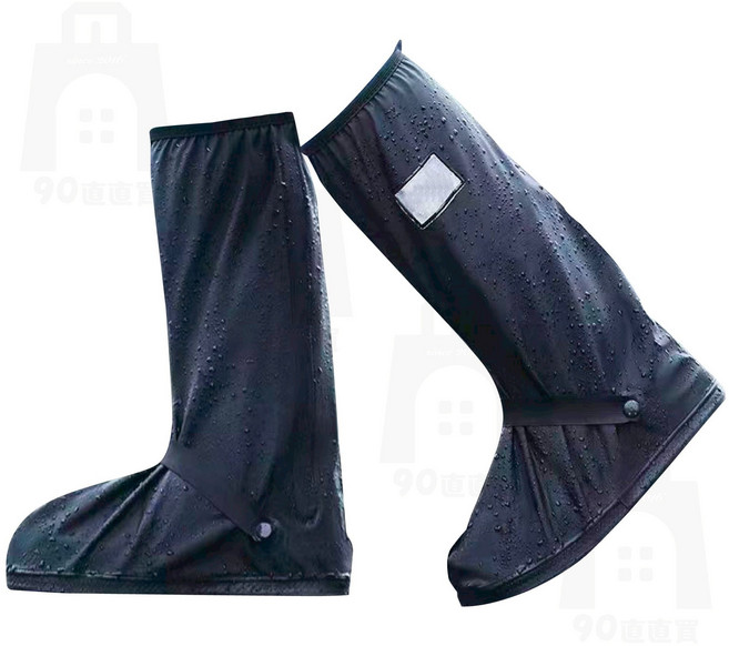 高筒防水雨鞋套 防滑鞋底, 黑, XL【適合43-45碼】升級綁帶款