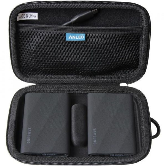 삼성 T7 쉴드용 Anleo 하드 여행용 케이스 2TB 1TB 4TB 휴대용 SSD USB 3.2 Gen2 외장 솔리드 스테이트 드라이브블랙 드라이브 3개용, Case for 2 Hard Drives, Black