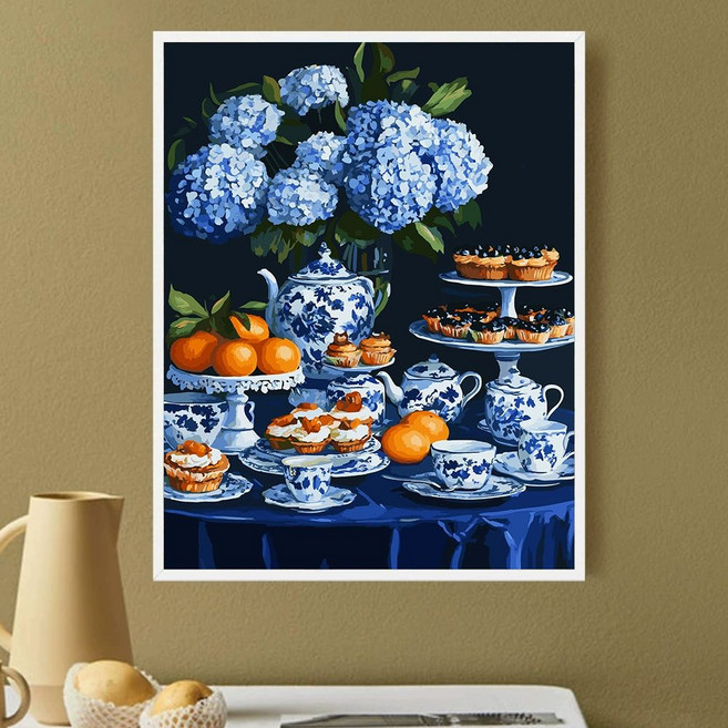 DIY 유화그리기 위메이크페인팅 인테리어 명화그리기 아트, 40x50cm 실목, 청자 무한여름 60색, 1개