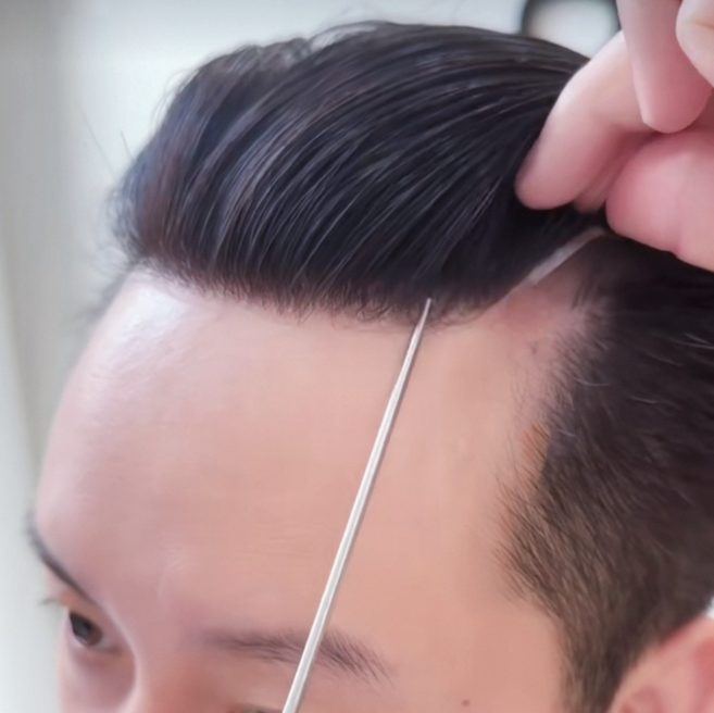 샤일리 남여공용 M라인 붙이는 인모 부분가발 헴라인 앞머리 가발, 1개, 자연블랙 2*16cm