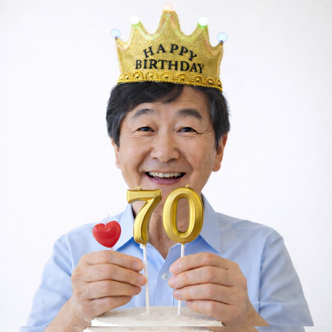 파티굿즈 환갑 칠순 팔순 숫자초 + 왕관세트, 1개, 골드70초세트