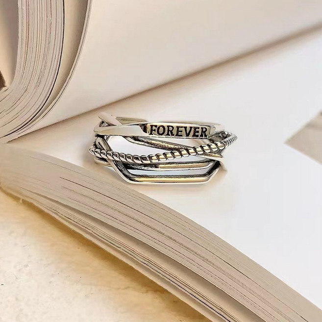 실버 포에버 레이어드 오픈 반지