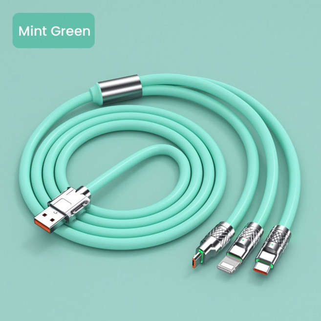 화웨이 POCO USB 충전 케이블 마이크로 C 타입 데이터 코 Realme 11 용 120W 6A 3 in 1, Green+12M * 1개, 1개