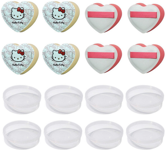 (1개 1케이스)통통 손가락 미니 하트 모찌 쿠션 퍼프(8P), 8개, 혼합컬러(베이지4+핑크4)