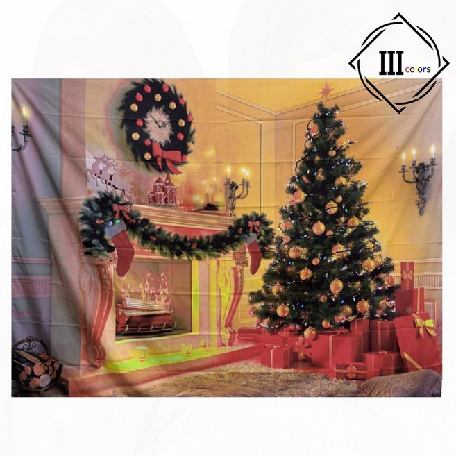 벽 장식 크리스마스 트리 벽난로 배경천 패브릭 현수막, 1개, 상세페이지 참조