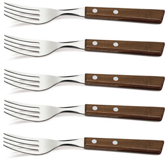 트라몬티나 내추럴우드핸들 디저트용 포크 5개 묶음-아마존의 천연원목핸들, 천연원목색상(혼합색상)