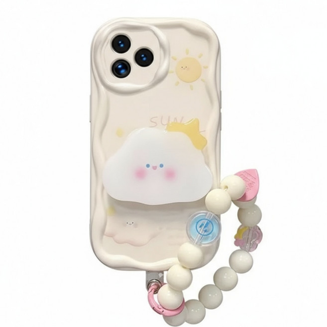 갤럭시 A15 A25 A23 A16 A24 A36 A34 A26 A17 귀여운 구름 캐릭터 그립톡 스트랩 물결 키즈폰 무너폰 케이스 D443