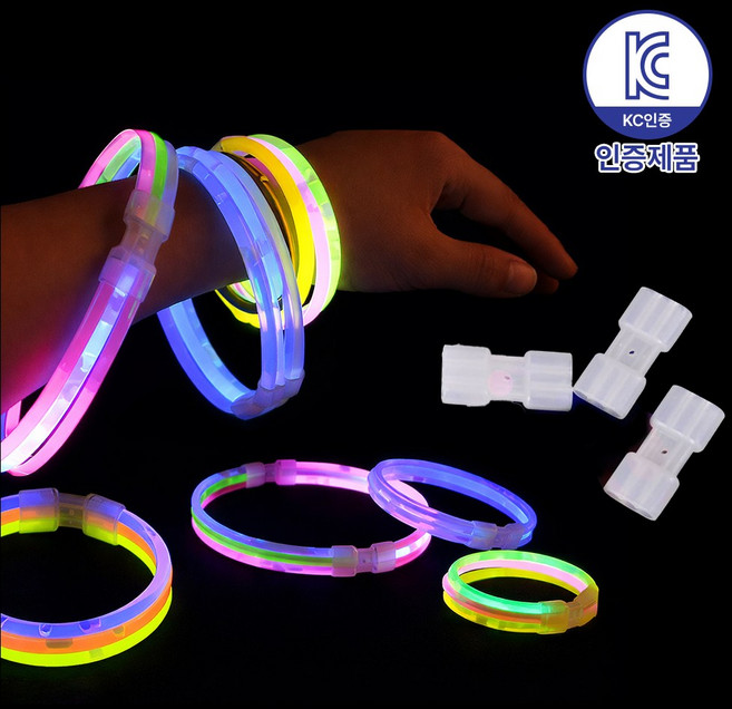 로앤제이 야광봉 야광 소품 스틱 팔찌 클럽 콘서트 축제 할로윈 파티용품, 1개, 3단팔찌