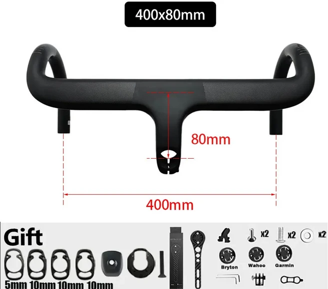 썬스피드 로드 자전거용 풀 카본 일체형 핸들바 (스페이서 포함), 16 400x80mm
