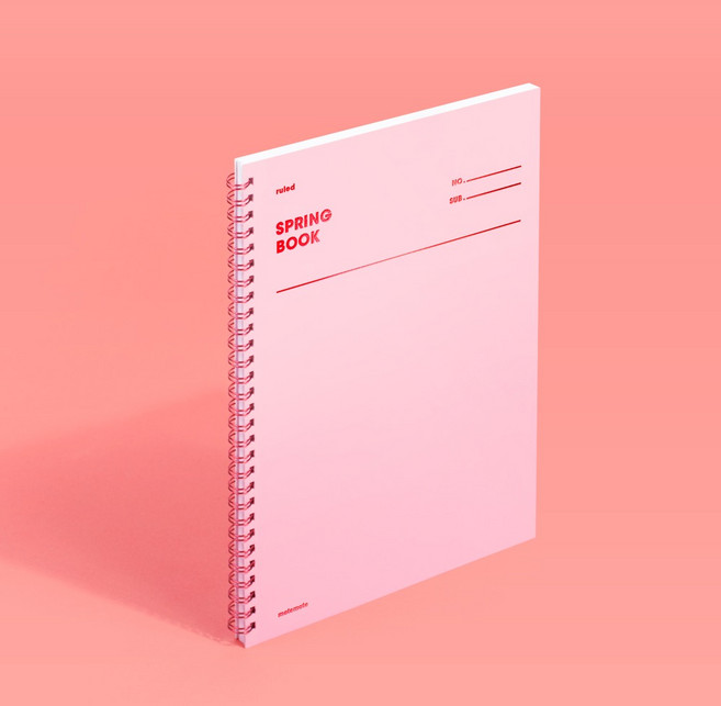 모트모트 스프링북 컬러칩 - 로즈쿼츠 1EA (룰드) 공부 필기 노트 수험생, 본상품선택