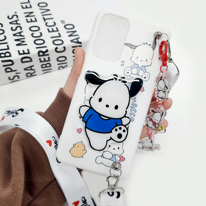 X커버 포차코 화이트 핑크 키링 귀여운 키즈폰 신비폰 XCOVER5 엑스커버5 갤럭시SM-G525N 캐릭터 케이스
