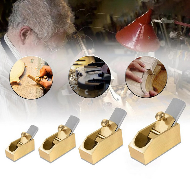 다양한 크기의 구리 황동 볼록 평평한 바닥 바이올린 가장자리 평면 대패 목공 커터 푸시 수공구, 02 Flat Bottom 1set, 1개