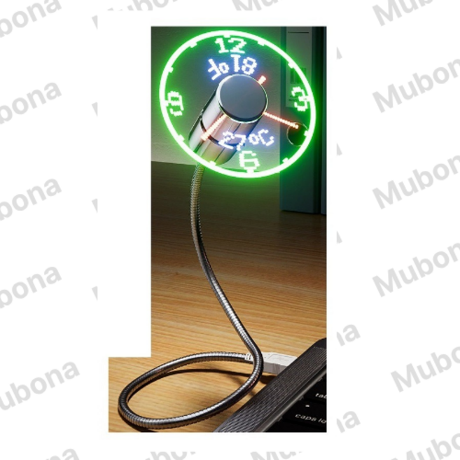 스마트 LED 발광 시계 온도 표시 팬dudou-437, 실버  1개