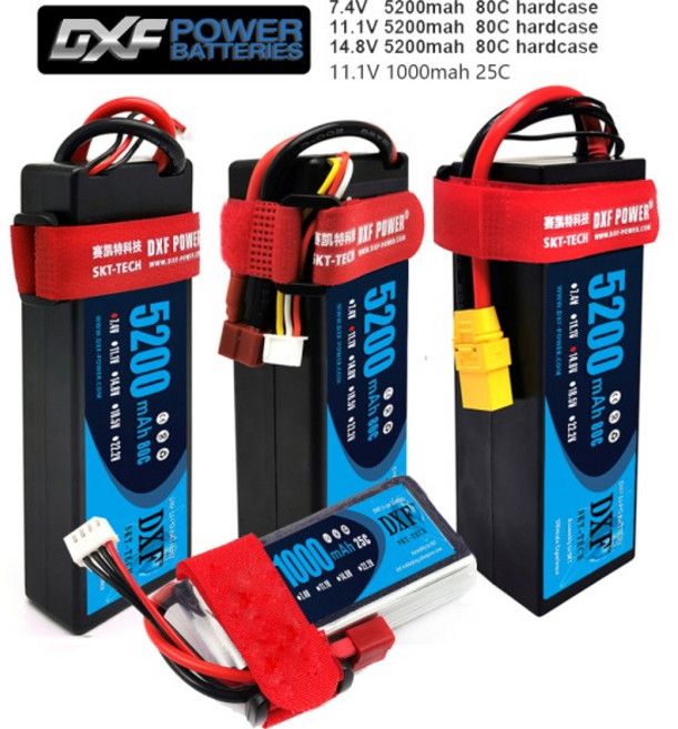 RC 드론 FPV 자동차용 충전식 리포 배터리 커넥터 DXF 2S 3S 4S 7.4V 11.1V 14.8V 5200mah 80C, 06 2S 5200 80C T