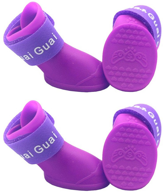 타키타키 강아지 반려동물 신발 레인부츠, 퍼플 1세트, 1개