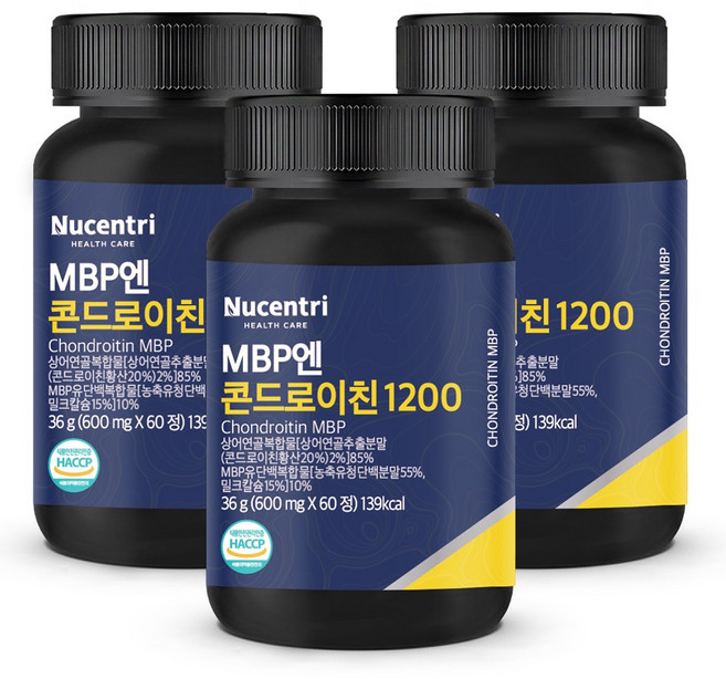 뉴센트리 콘드로이친 1200 MBP 식약처 HACCP 인증, 3개, 60정