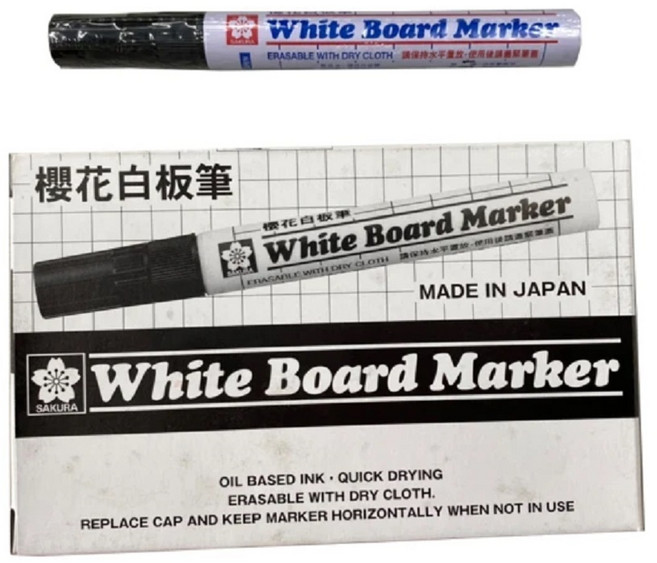 SAKURA 櫻花 白板筆 White Board Marker 可擦拭, 黑色, 12個裝