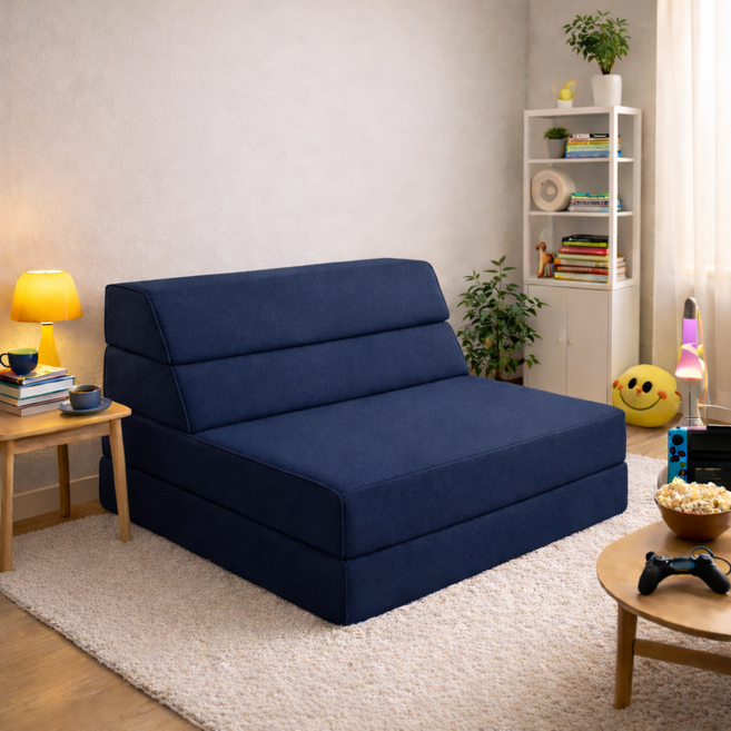 나가다 프리미엄 고탄성 4단 접이식 쇼파베드 폼매트리스, 3네이비