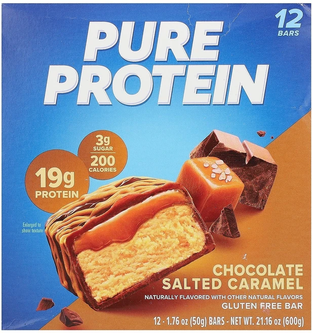 Pure Protein 글루텐 무함유 바 초콜릿 솔티드 캐러멜 12개입 개당 50g(1.76oz) Protein (퓨어 프로틴), 50g, 단일 - 쿠팡