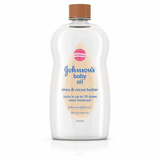 Johnson's Baby Oil 존슨즈 베이비 시어 앤 코코넛 버터 베이비 오일 20oz(591ml) 3팩, 591ml